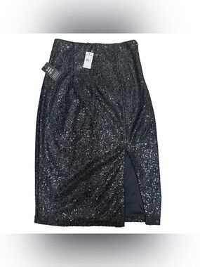 Express Fully Sequin Pencil Front Slit Skirt